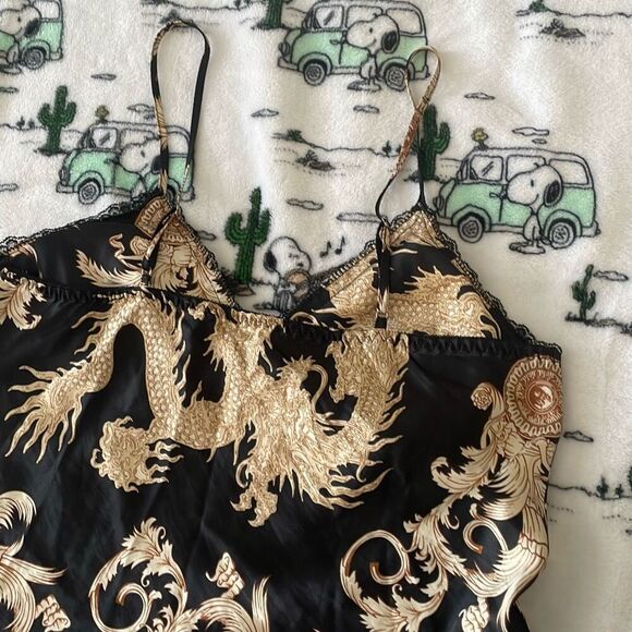 Black gold luxe silky satin soft summer pj camisole and short set size small - Picture 8 of 16